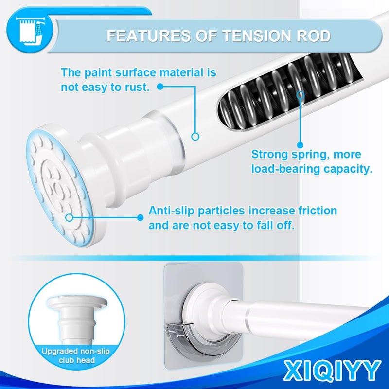 XIQIYY Spring Tension Rod 28 to 48 inches,Adjustable Heavy Duty Curtain Rod-Shower Curtain Rods for Bathroom,Windows,Door,White - Image 4